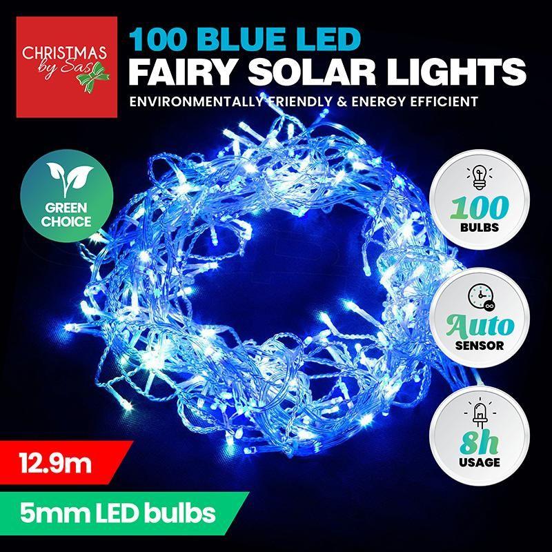 100 Blue Solar Fairy Light - 12.9m