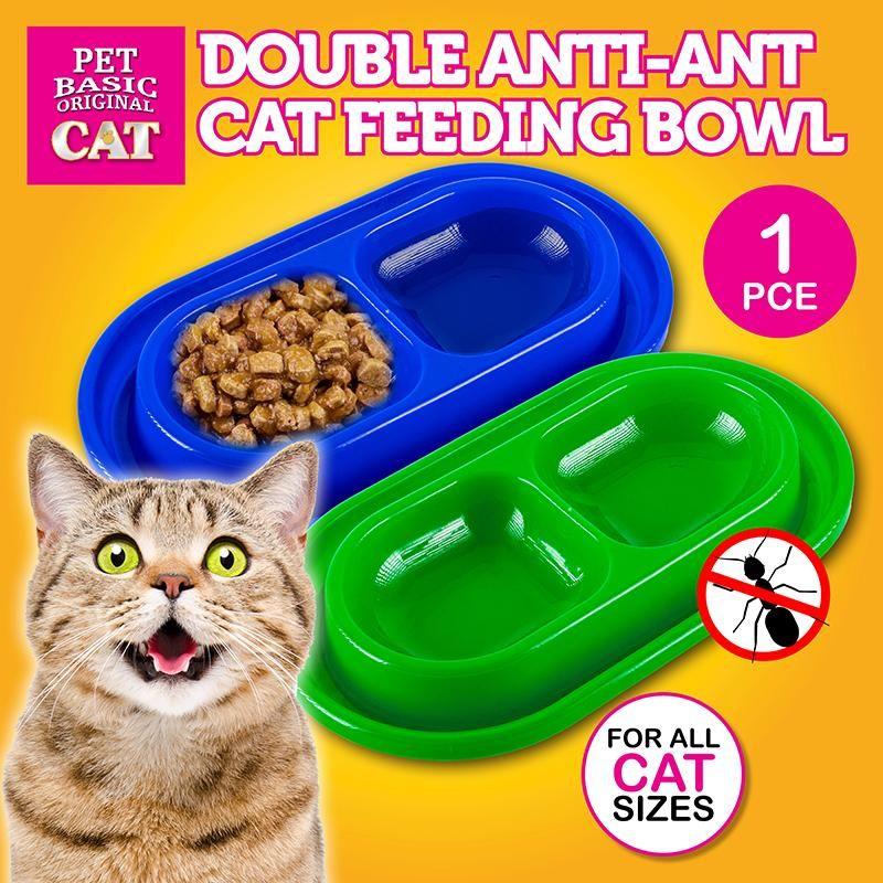 Anti-Ant Double Cat Bowl - 27.5cm x 15.5cm x 3.2cm