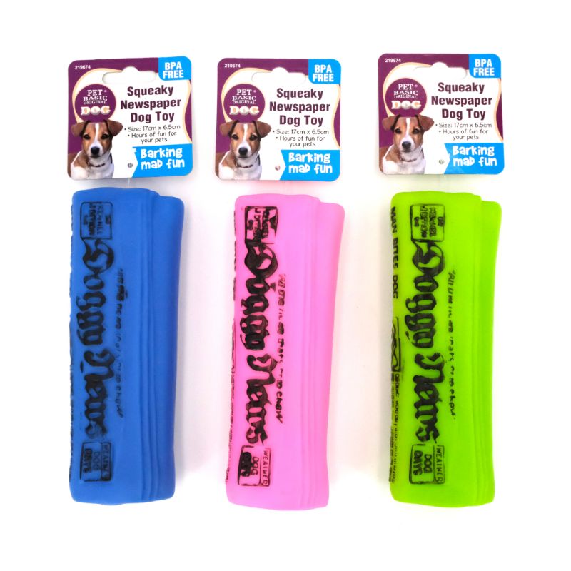 Squeaky Newspaper Dog Toy - 17cm x 6.5cm