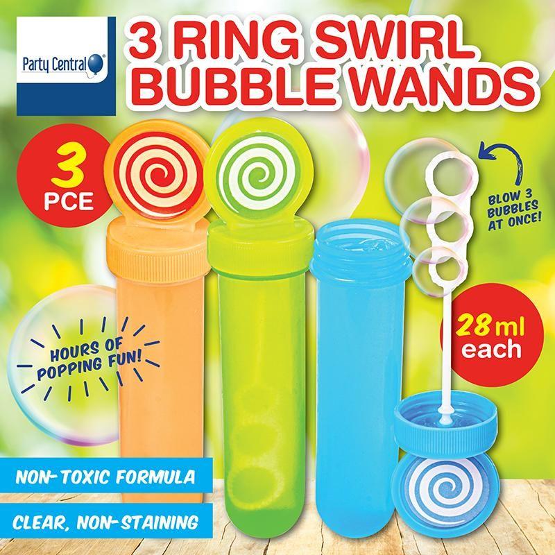 3 Pack Ring Swirl Bubble Wands - 28ml