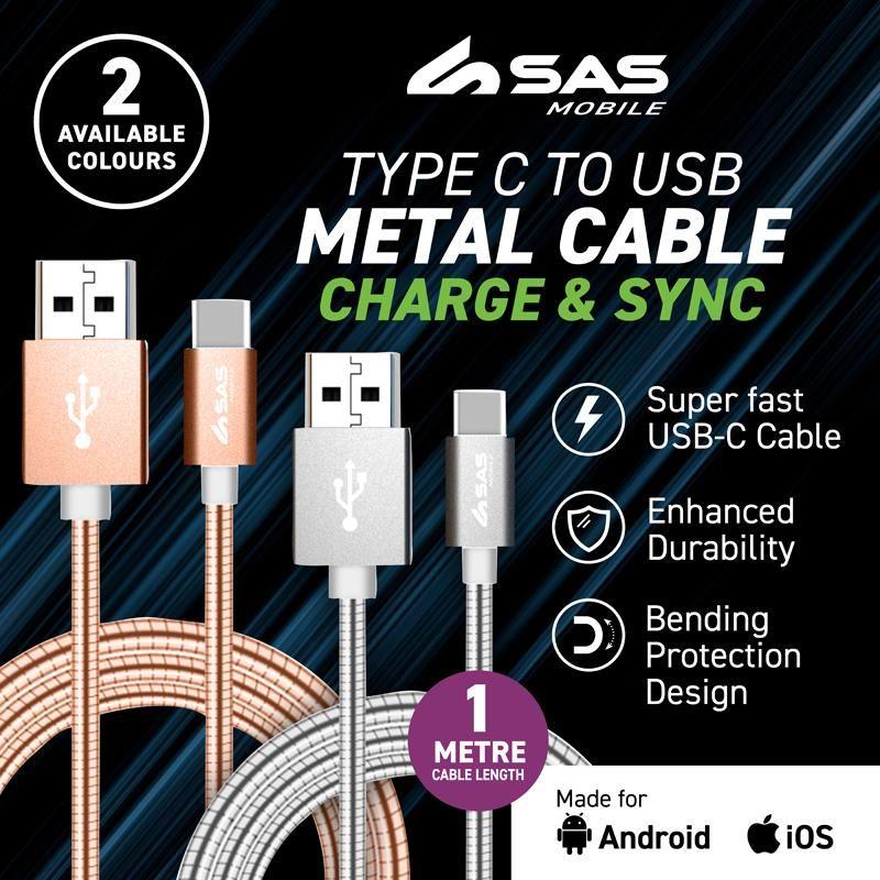 8 Pin to USB Type C Charge & Sync Cable - 2m