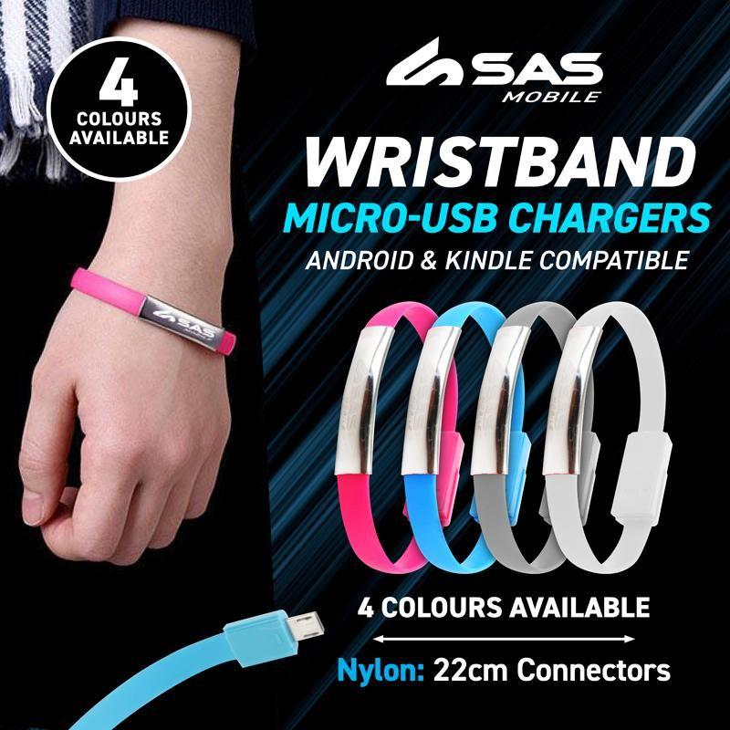 Charge & Sync Micro USB Noodle Cable & Bracelet 22cm- Suitable for Android