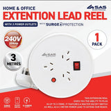 Load image into Gallery viewer, White 240V 10A Max Load 2400W Extension Lead - 3m
