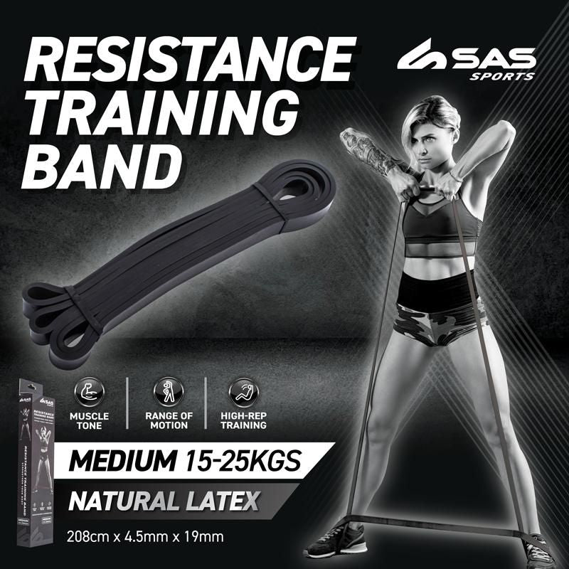 Black Resistance Training Band Medium - 208cm x 4.5mm x 19mm