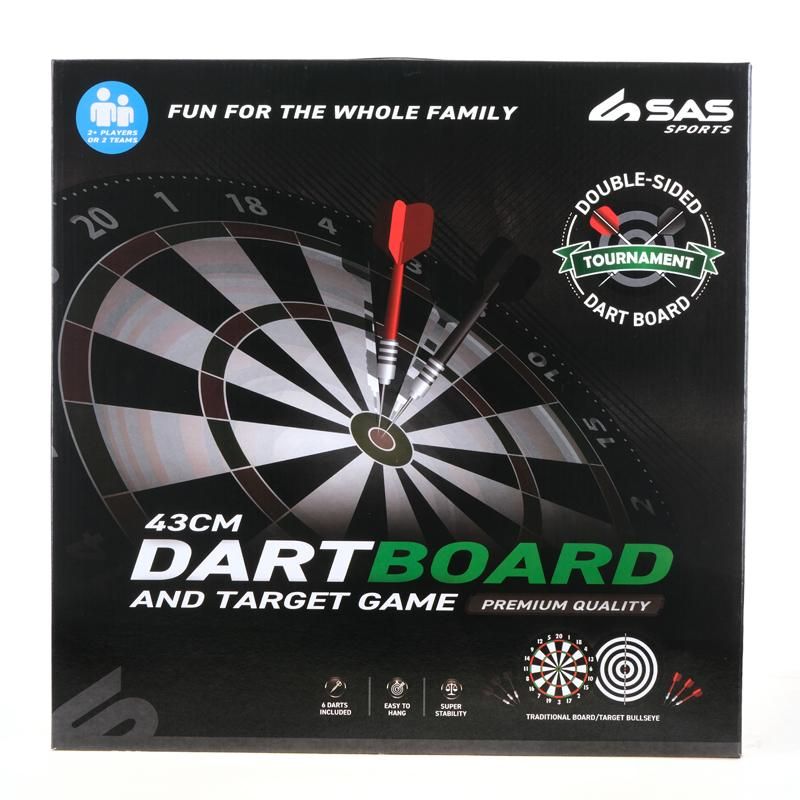 Double Sided Dart & Target Game Board - 43cm