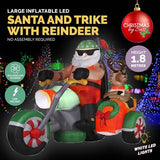 Load image into Gallery viewer, Large Inflatable LED Santa &amp; Trike With Reindeer - 1.8m
