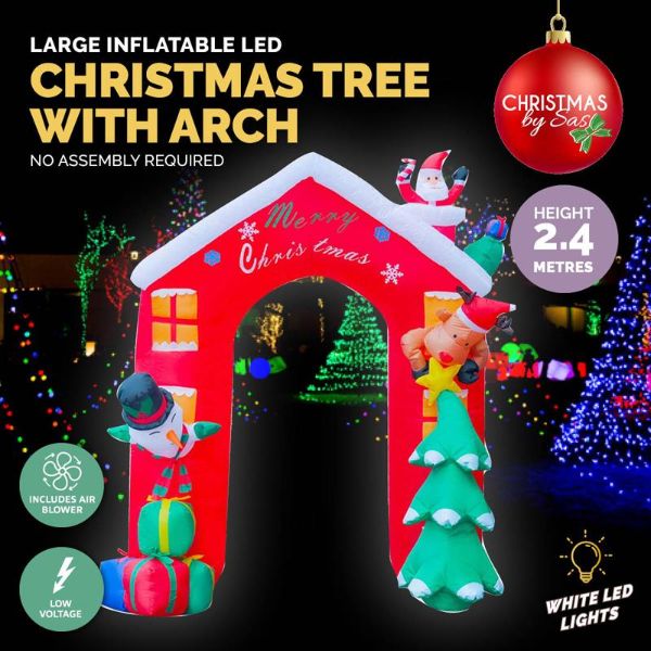 Large Inflatable LED Christmas Tree With Arch - 2.4m