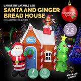 Load image into Gallery viewer, Large Inflatable LED Santa &amp; Ginger Bread House - 2.2m
