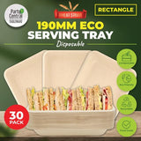 Load image into Gallery viewer, 30 Pack Rectangle Eco Friendly Serving Tray - 19cm

