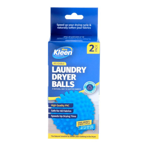 2 Pack Blue Laundry Dryer Balls - 6.5cm