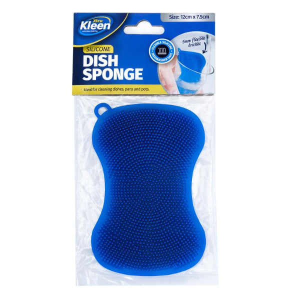Blue Silicone Dish Sponge - 12cm