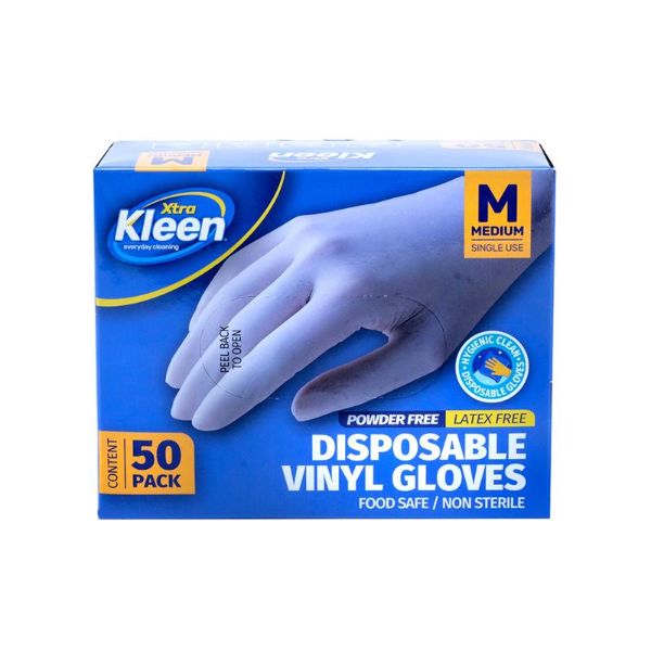 50 Pack Medium Vinyl Disposable Gloves