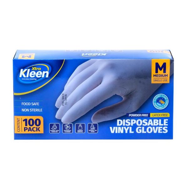 100 Pack Medium Vinyl Disposable Gloves