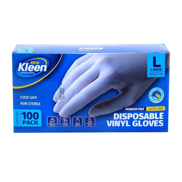 100 Pack Large Vinyl Disposable Gloves