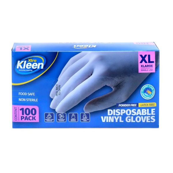 100 Pack X-Large Vinyl Disposable Gloves