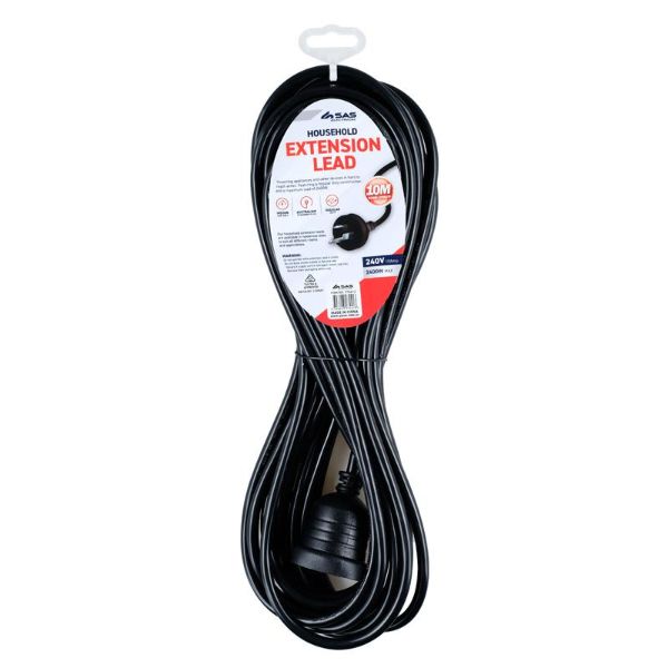 Black 240V 10A Max Load 2400W Extension Lead - 10m