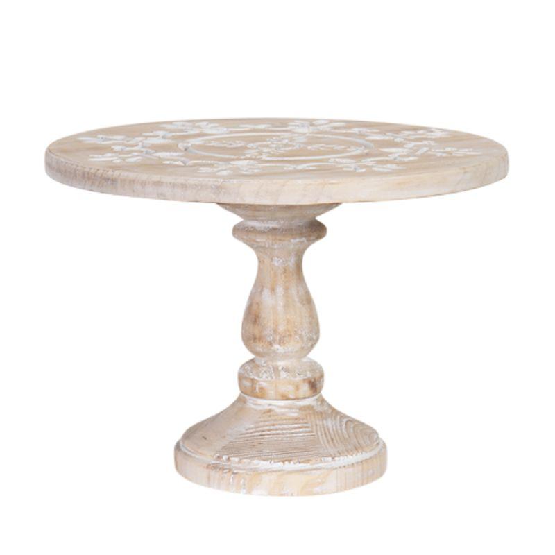 Sierra Carved Wood Cake Stand - 29cm x 29cm x 17.2cm