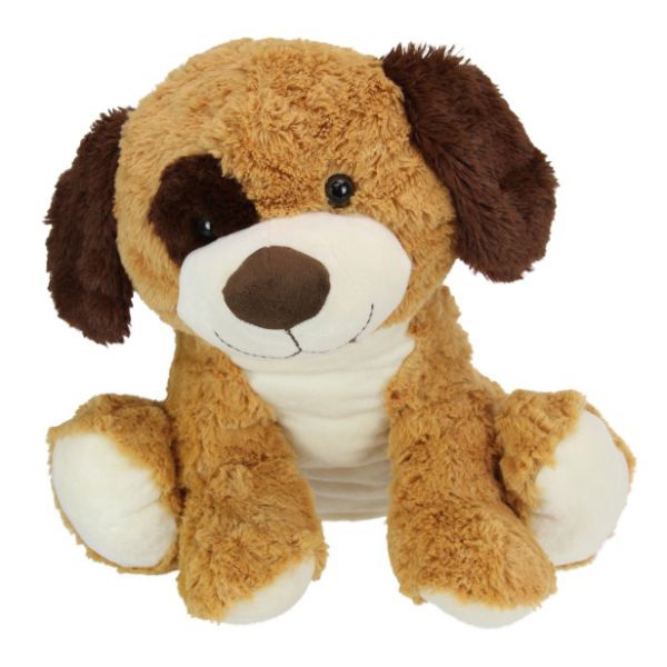 Plush Sitting Brown Dog with Cute Eye Patch - 41cm