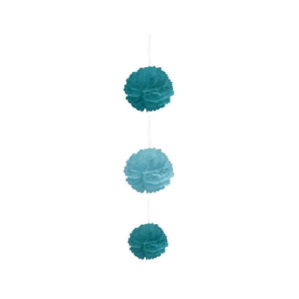 3 Pack Blue Pom Pom