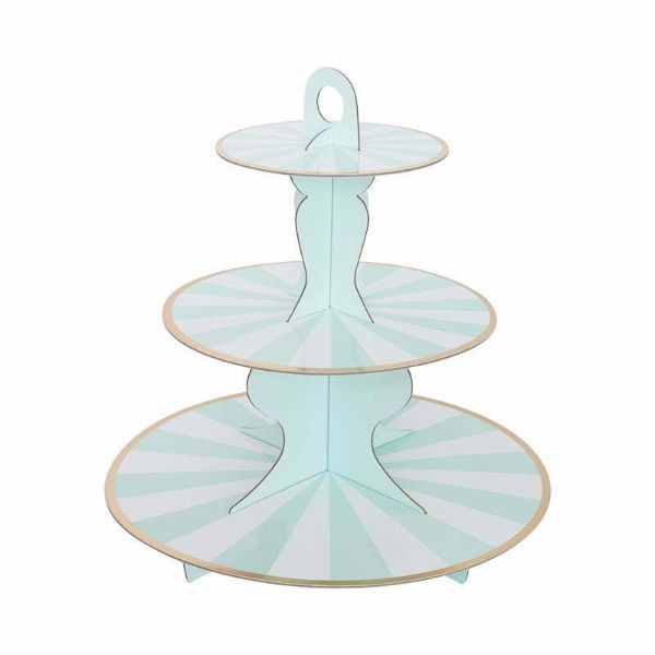 3 Tier Eco Green Striped Cake Stand