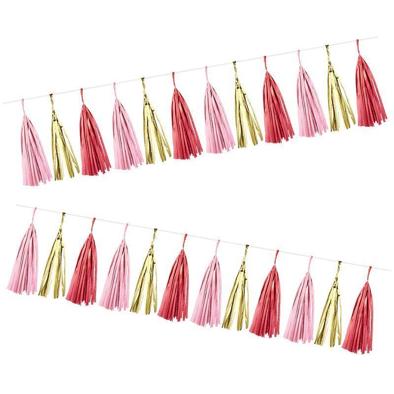 Red / Pink / Gold Tassel Garland - 4m