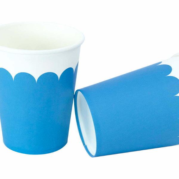 8 Pack Blue Colored Paper Cups - 266ml