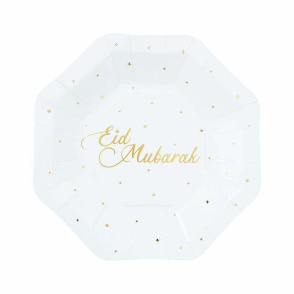 8 Pack Small Eid Mubarak Plates - 18cm