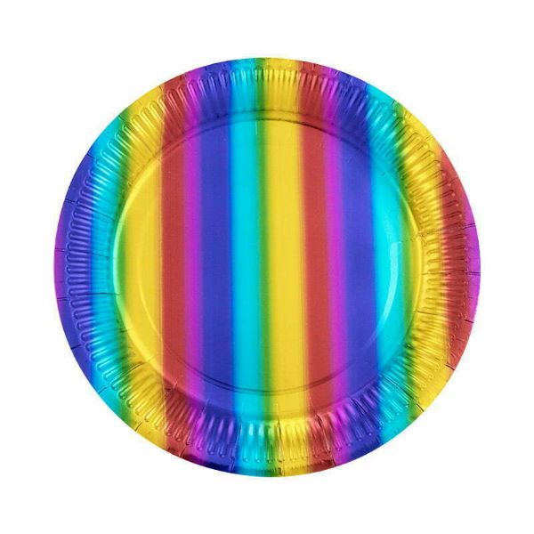 8 Pack Rainbow Plates - 23cm