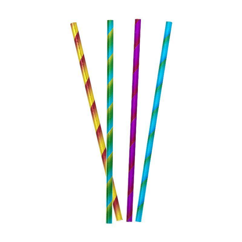 20 Pack Rainbow Paper Straws - 20cm