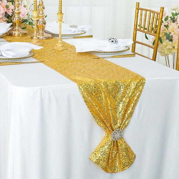 Gold Sequin Glitter Table Runner - 1.8m