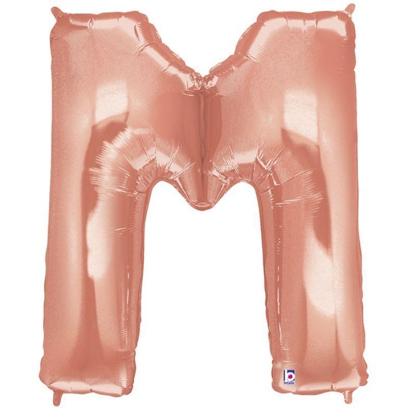 Rose Gold Foil Balloon Letter M - 36cm - The Base Warehouse