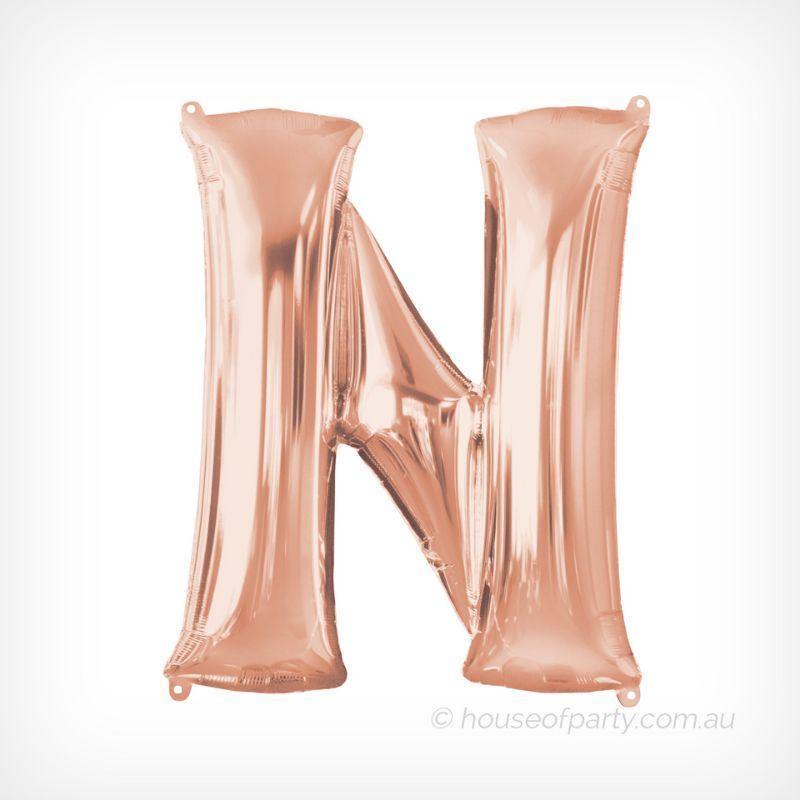 Rose Gold Foil Balloon Letter N - 36cm - The Base Warehouse