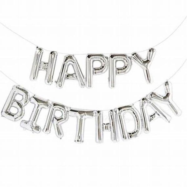 Happy Birthday Silver Foil Balloon - 35cm