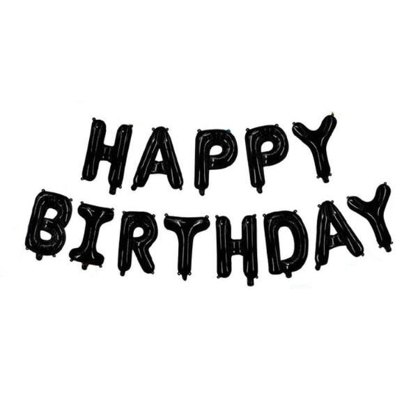 Happy Birthday Black Foil Balloon - 35cm