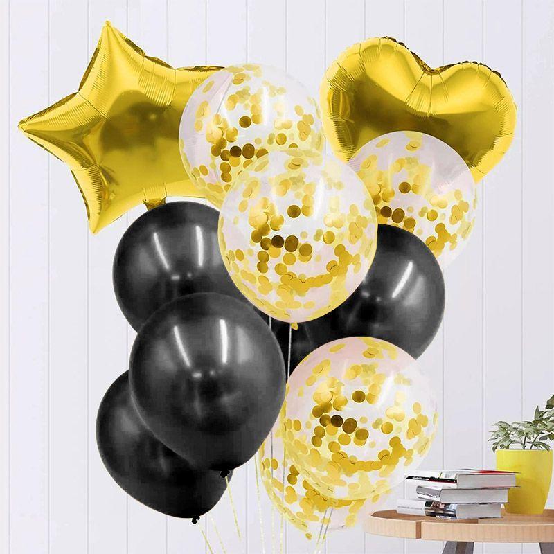 14 Piece Gold / Black Balloon Set