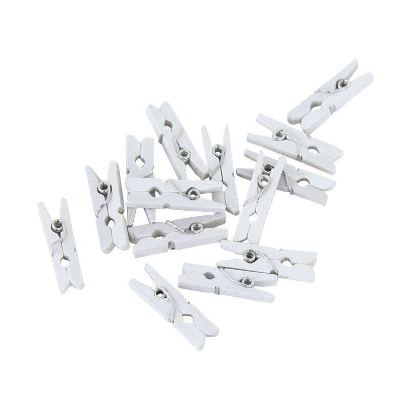 24 Pack White Mini Wooden Pegs