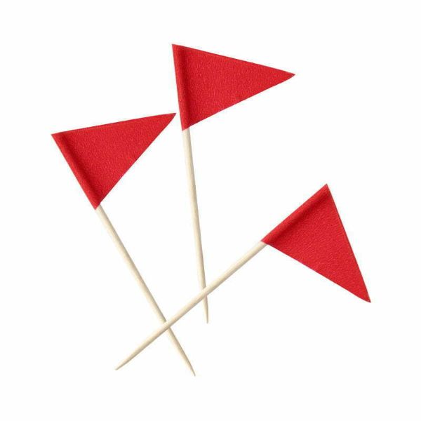 15 Pack Red Glitter Flag Toppers - 8cm