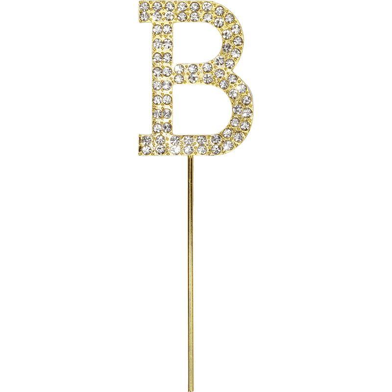 Gold Diamante Letter B Cake Topper - 10.5cm