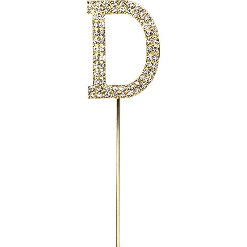 Gold Diamante Letter D Cake Topper - 10.5cm