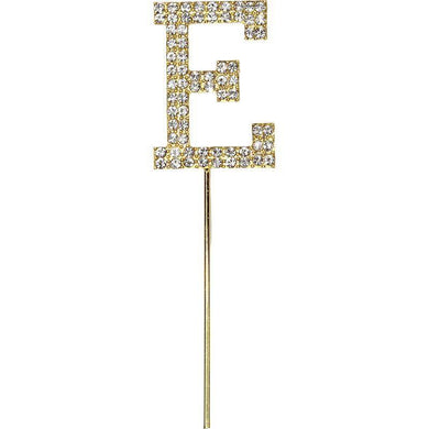 Gold Diamante Letter E Cake Topper - 10.5cm - The Base Warehouse