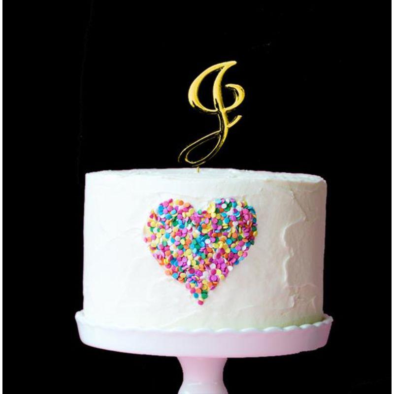 Letter J Gold Cake Topper - 7cm