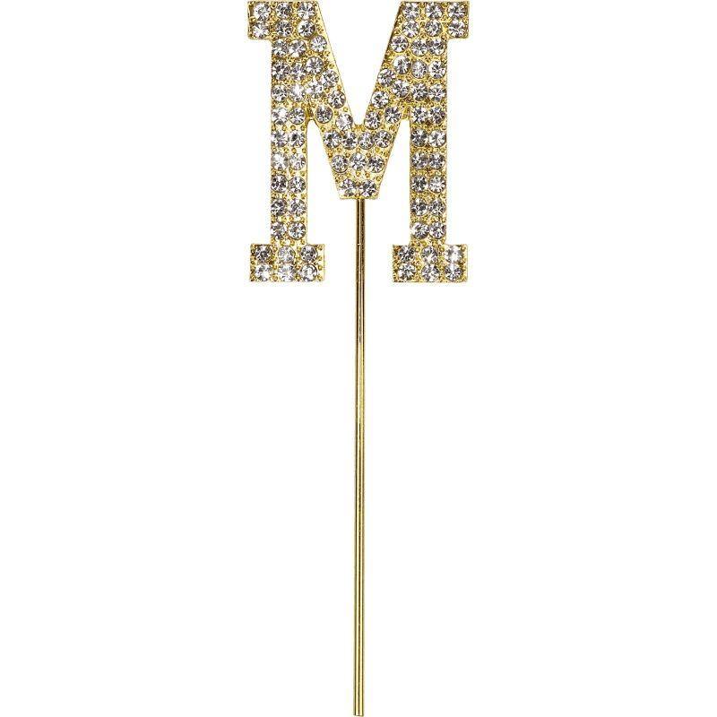 Gold Diamante Letter M Cake Topper - 10.5cm - The Base Warehouse