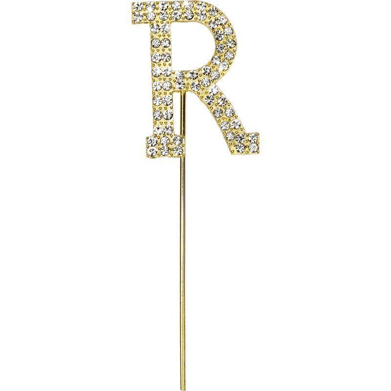 Gold Diamante Letter R Cake Topper - 10.5cm - The Base Warehouse