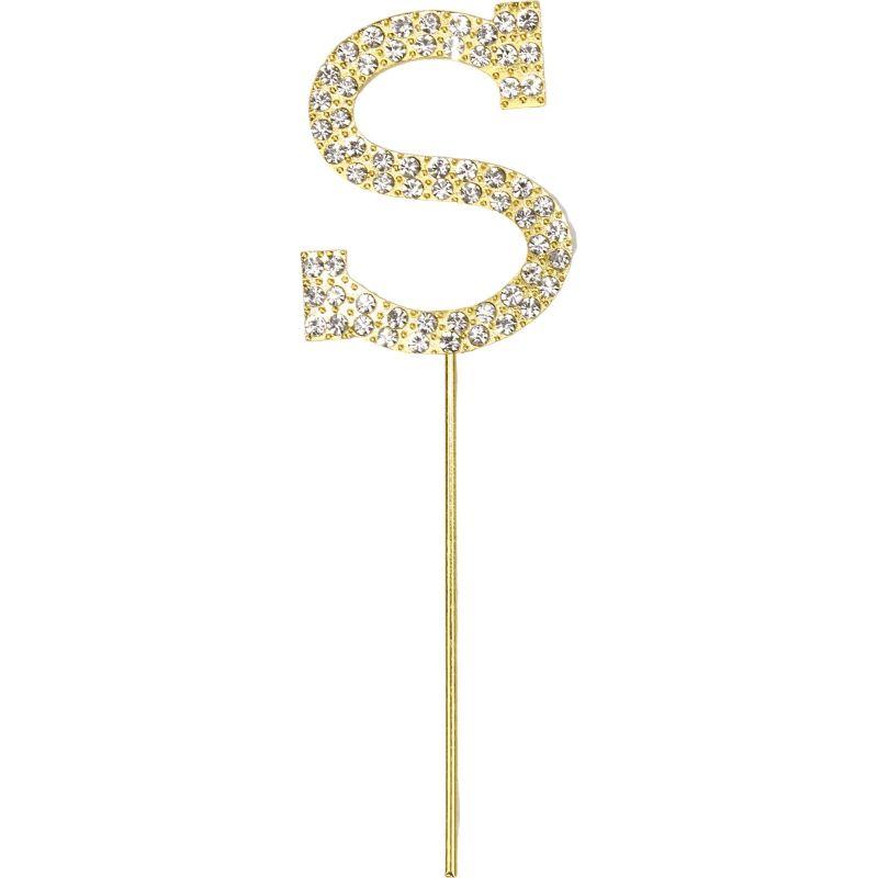 Gold Diamante Letter S Cake Topper - 10.5cm