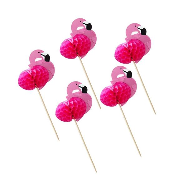 10 Pack Flamingo Picks - 15cm