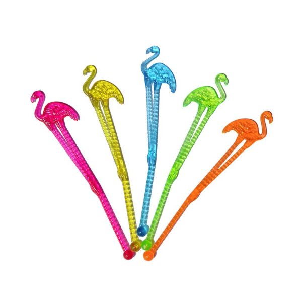 50 Pack Flamingo Plastic Stirrers - 15cm