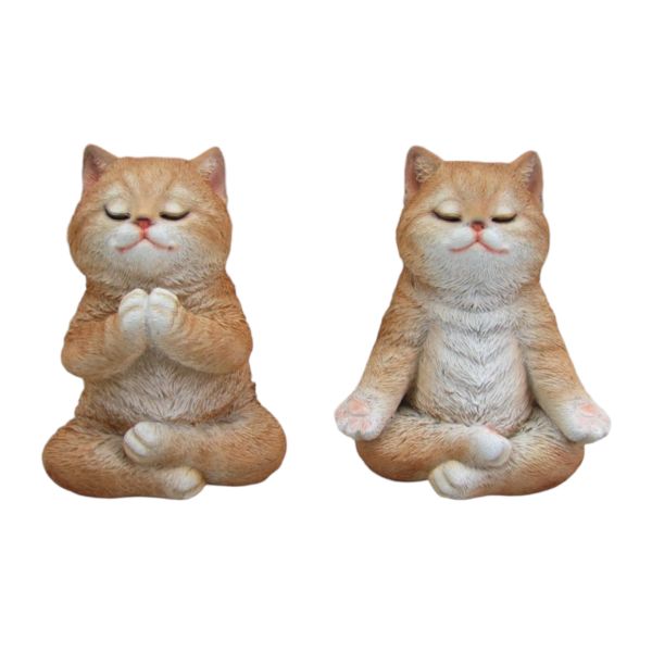 Resin Yoga Cat Statue - 16cm