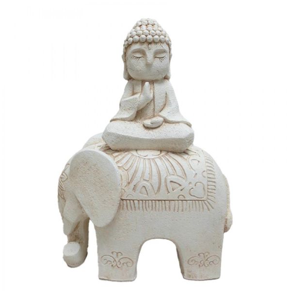 Buddha With Elephant Statue - 56cm