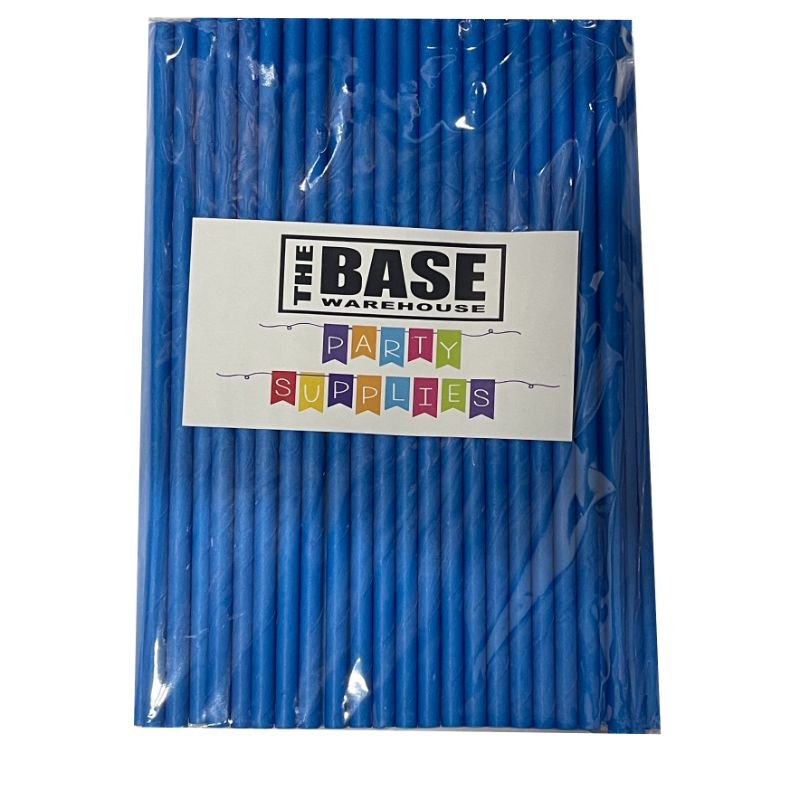 80 Pack Blue Paper Straws - 0.6cm x 19.7cm