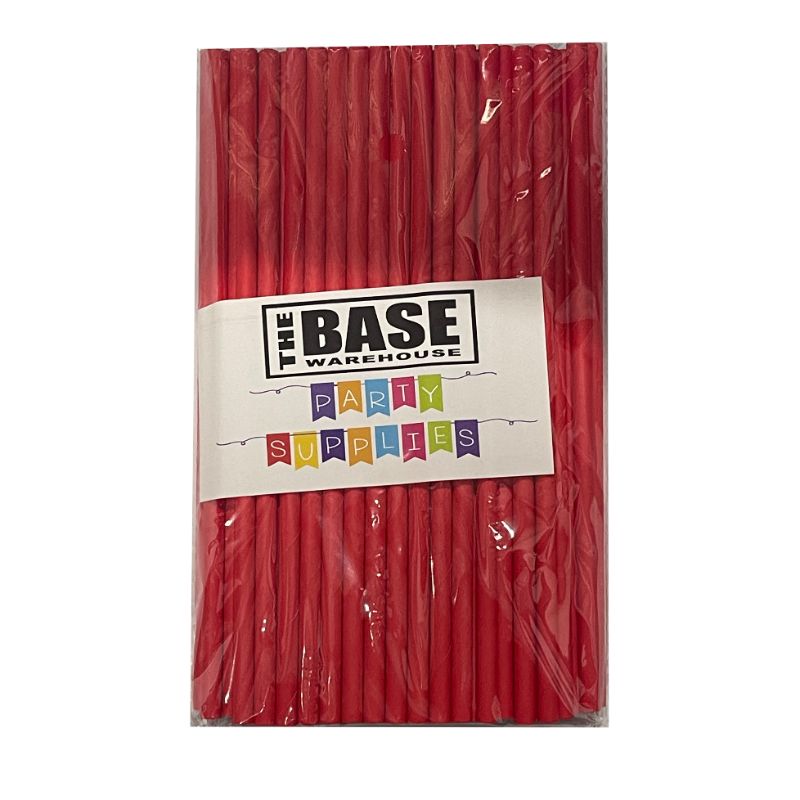 80 Pack Red Paper Straws - 0.6cm x 19.7cm